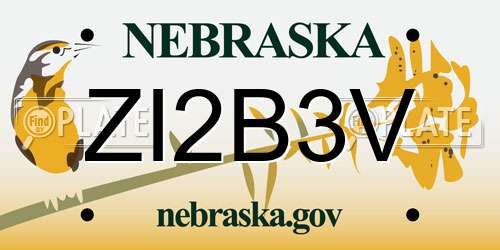 ZI2B3V Nebraska License Plate