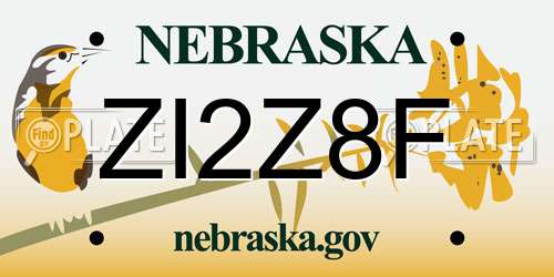 ZI2Z8F Nebraska License Plate