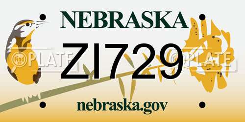 ZI729 Nebraska License Plate