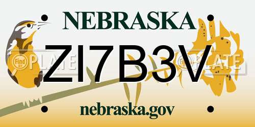 ZI7B3V Nebraska License Plate