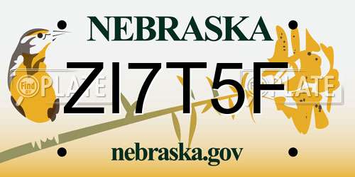 ZI7T5F Nebraska License Plate