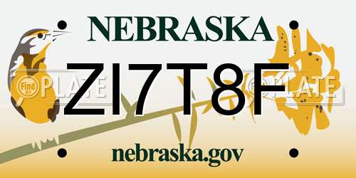 ZI7T8F Nebraska License Plate