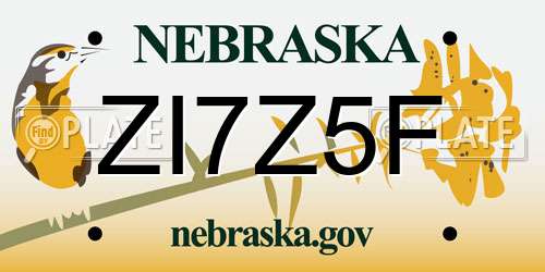 ZI7Z5F Nebraska License Plate