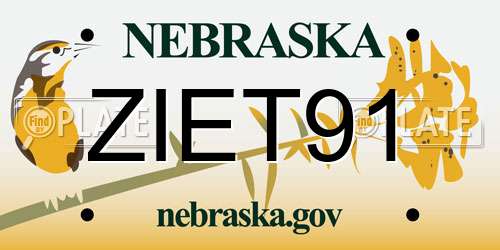 ZIET91 Nebraska License Plate