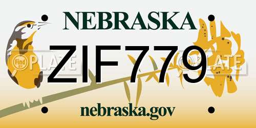 ZIF779 Nebraska License Plate
