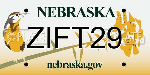 ZIFT29 Nebraska License Plate