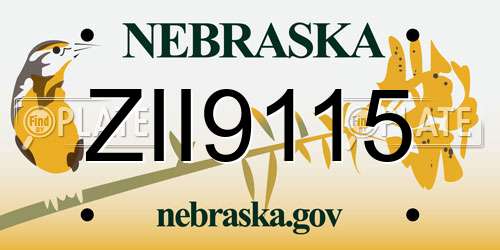 ZII9115 Nebraska License Plate