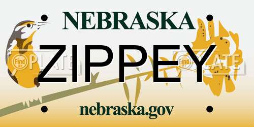 ZIPPEY Nebraska License Plate
