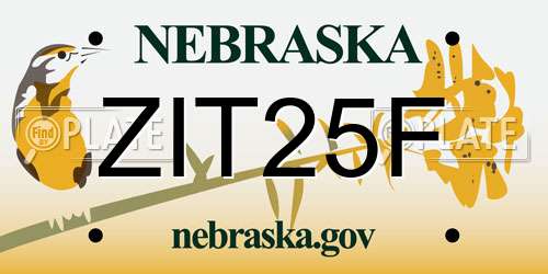 ZIT25F Nebraska License Plate