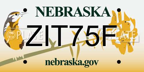ZIT75F Nebraska License Plate