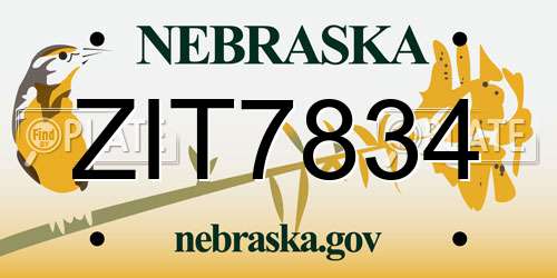 ZIT7834 Nebraska License Plate