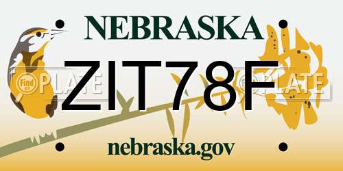 ZIT78F Nebraska License Plate