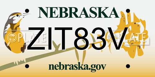 ZIT83V Nebraska License Plate