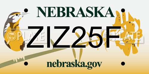 ZIZ25F Nebraska License Plate
