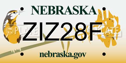 ZIZ28F Nebraska License Plate