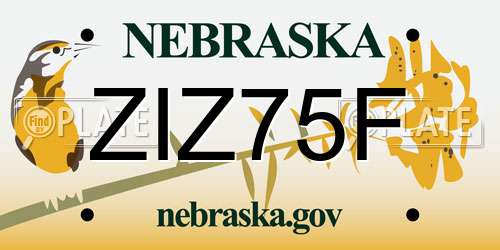 ZIZ75F Nebraska License Plate