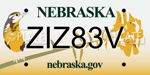 ZIZ83V Nebraska License Plate