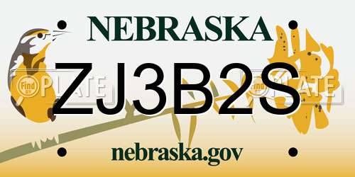 ZJ3B2S Nebraska License Plate