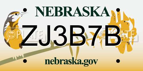 ZJ3B7B Nebraska License Plate