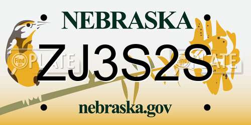 ZJ3S2S Nebraska License Plate