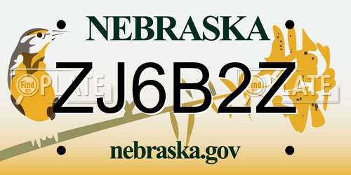 ZJ6B2Z Nebraska License Plate