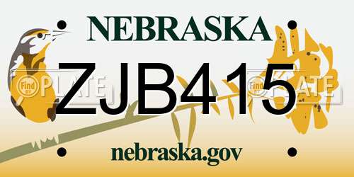 ZJB415 Nebraska License Plate