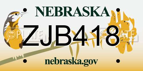 ZJB418 Nebraska License Plate