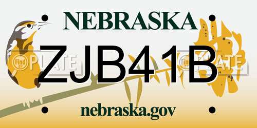 ZJB41B Nebraska License Plate