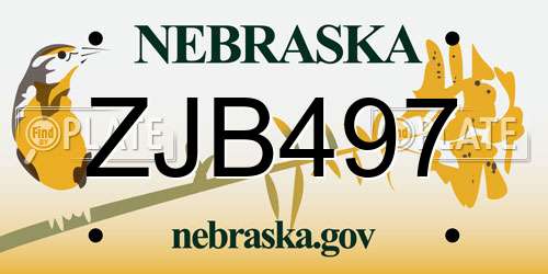 ZJB497 Nebraska License Plate