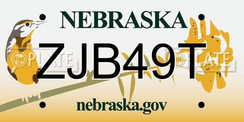 ZJB49T Nebraska License Plate