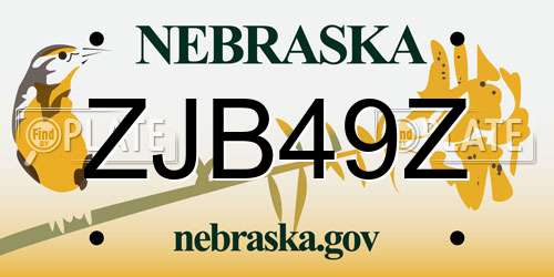 ZJB49Z Nebraska License Plate