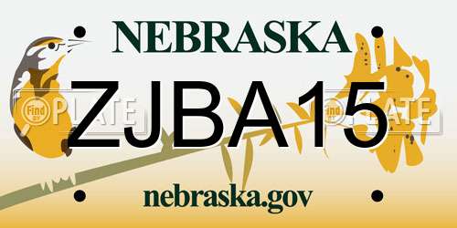 ZJBA15 Nebraska License Plate