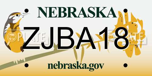 ZJBA18 Nebraska License Plate