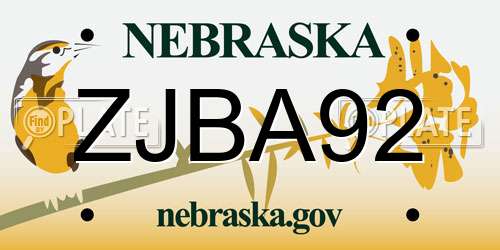 ZJBA92 Nebraska License Plate