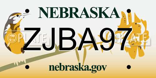 ZJBA97 Nebraska License Plate
