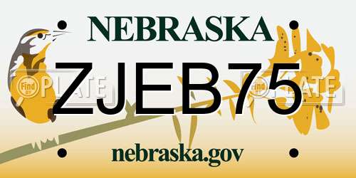 ZJEB75 Nebraska License Plate