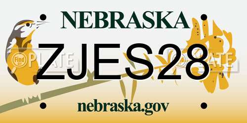 ZJES28 Nebraska License Plate