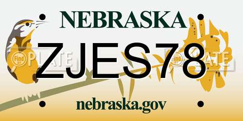 ZJES78 Nebraska License Plate