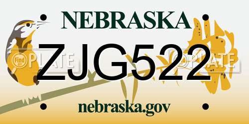 ZJG522 Nebraska License Plate