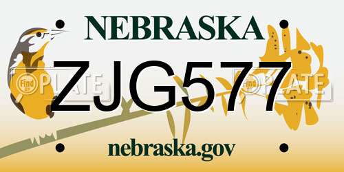 ZJG577 Nebraska License Plate