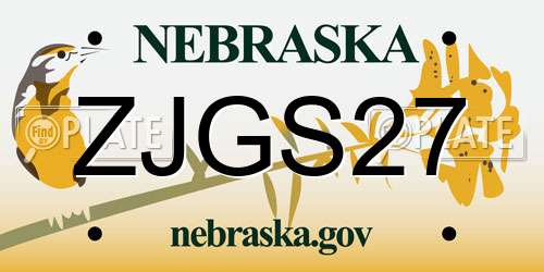 ZJGS27 Nebraska License Plate