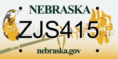 ZJS415 Nebraska License Plate