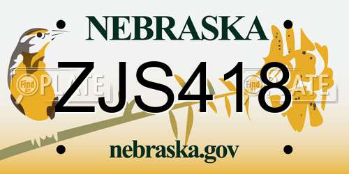 ZJS418 Nebraska License Plate