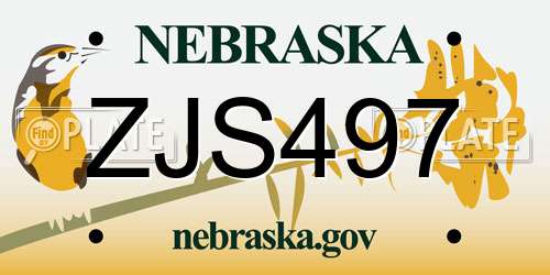 ZJS497 Nebraska License Plate