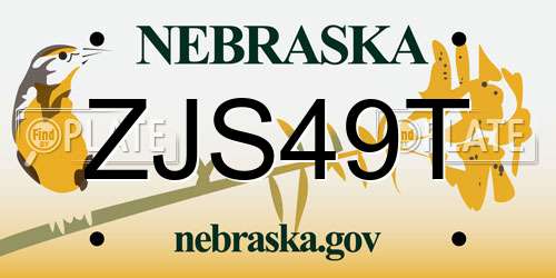 ZJS49T Nebraska License Plate
