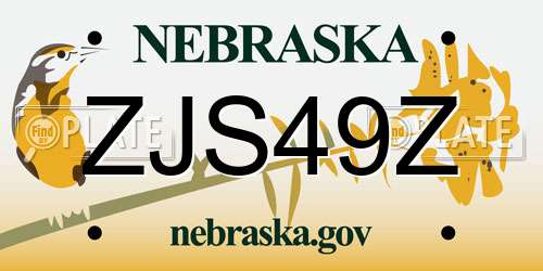 ZJS49Z Nebraska License Plate