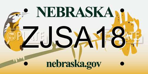 ZJSA18 Nebraska License Plate