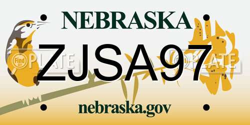 ZJSA97 Nebraska License Plate