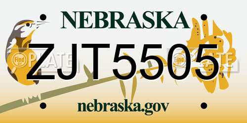 ZJT5505 Nebraska License Plate