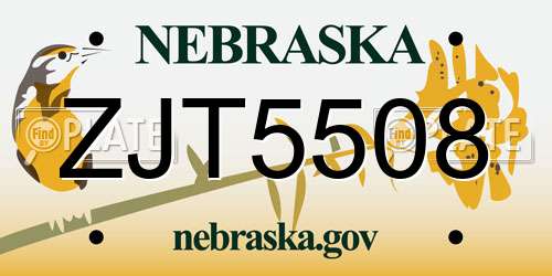 ZJT5508 Nebraska License Plate